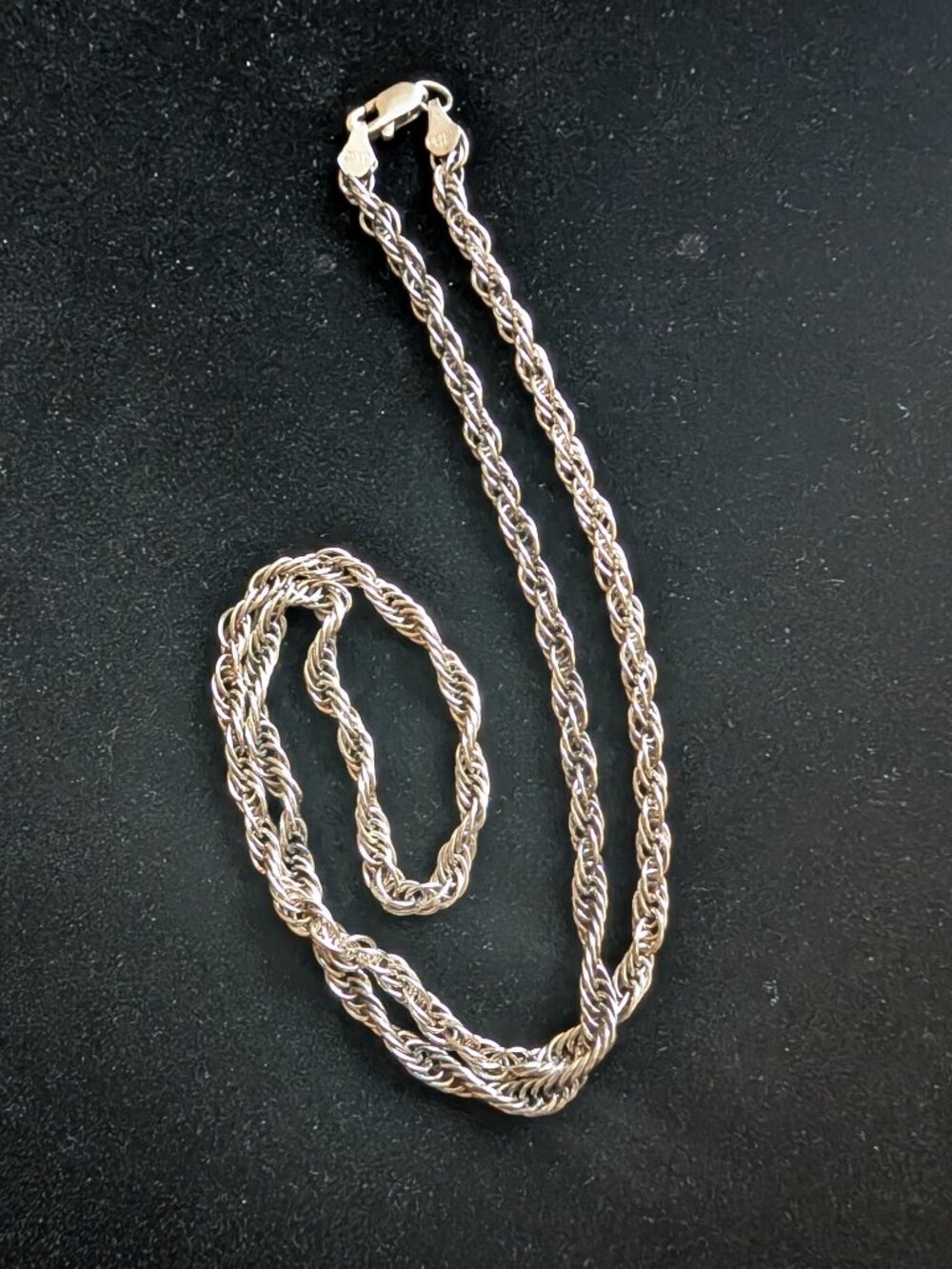 Vintage Sterling Silver Rope Chain Necklace 16"